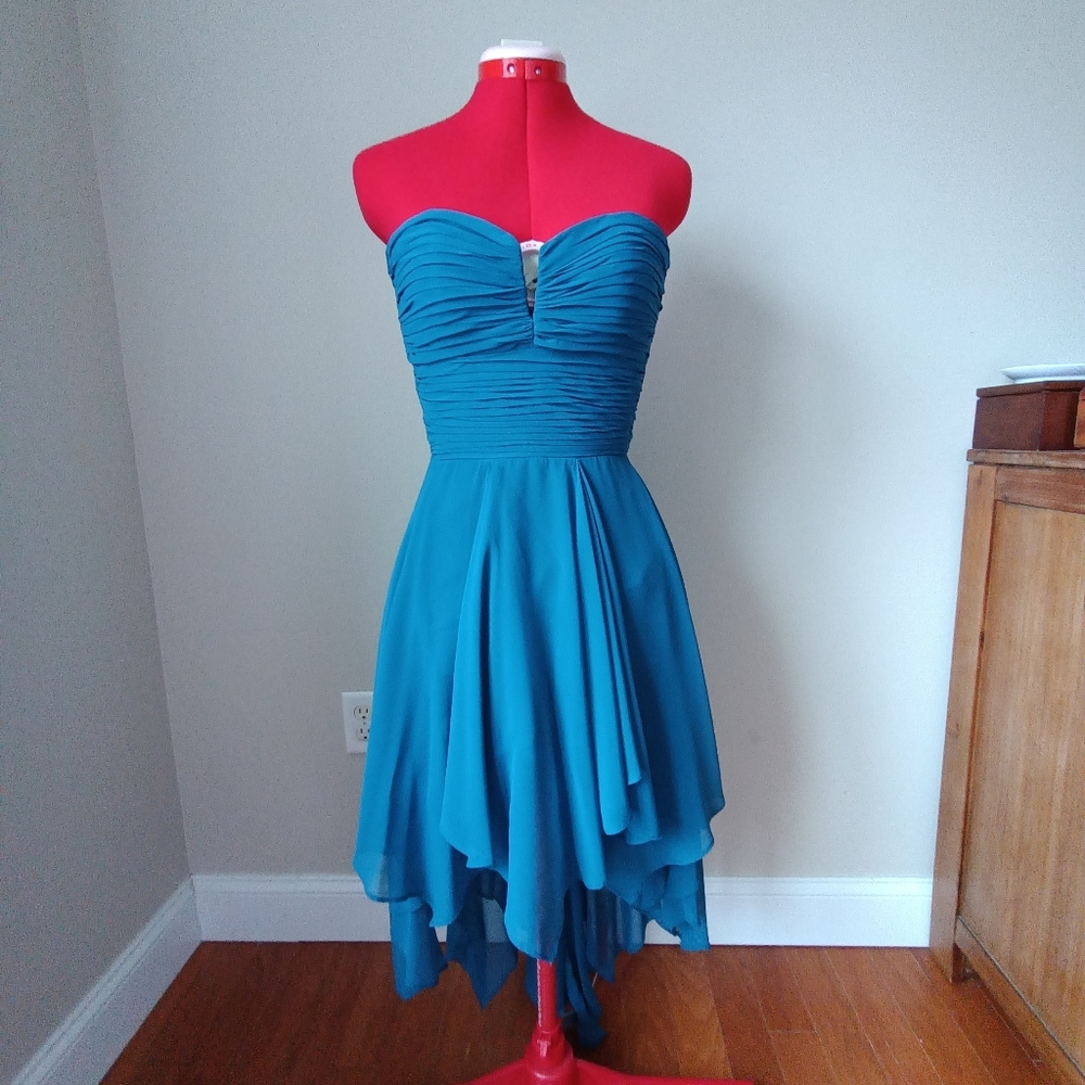 Arden B Teal Strapless Dress